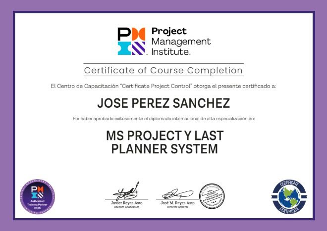 Certificate Project Control