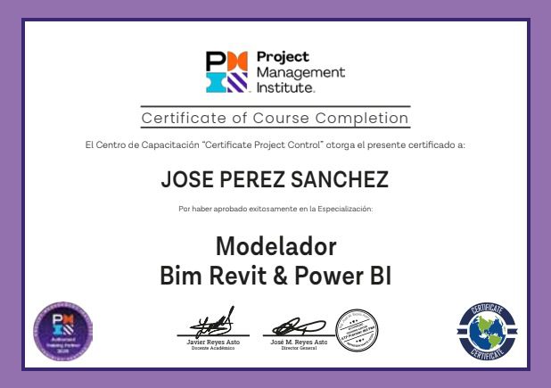 Certificate Project Control
