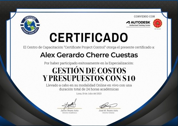 Certificate Project Control