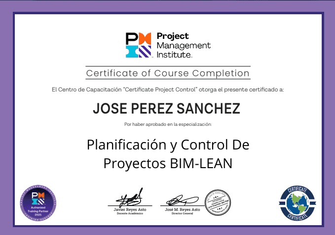 Certificate Project Control