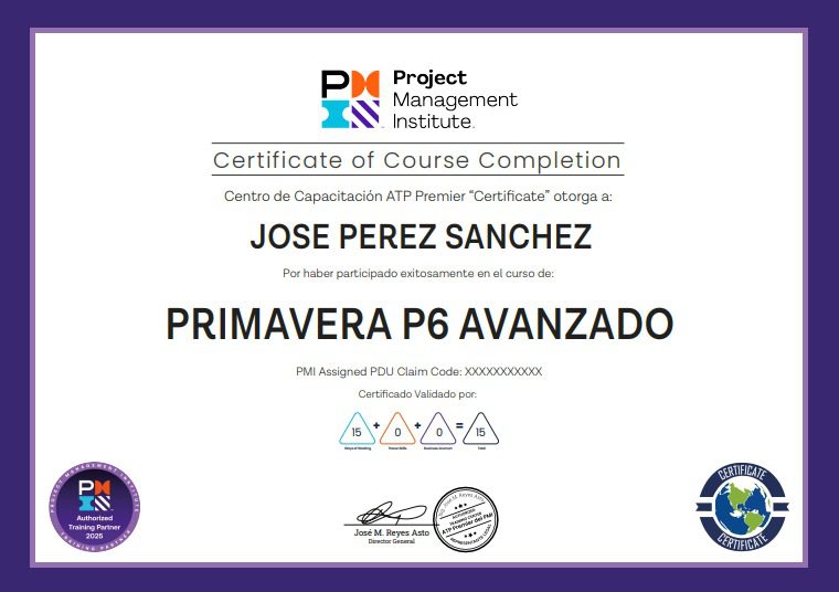 Certificate Project Control