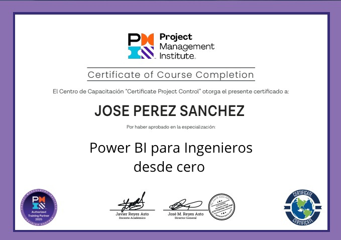 Certificate Project Control