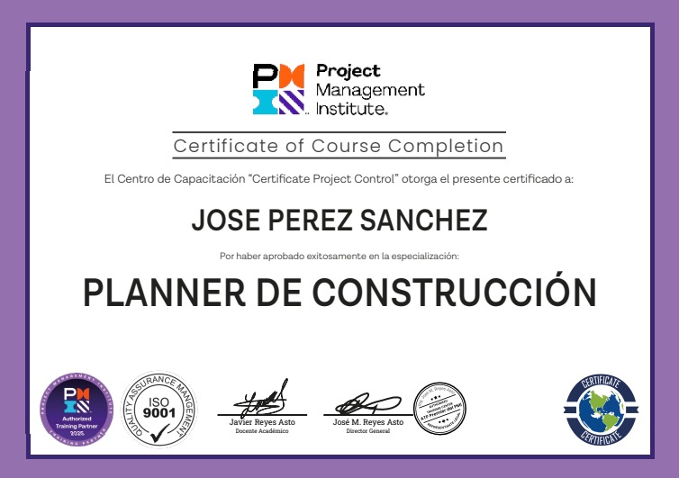 Certificate Project Control