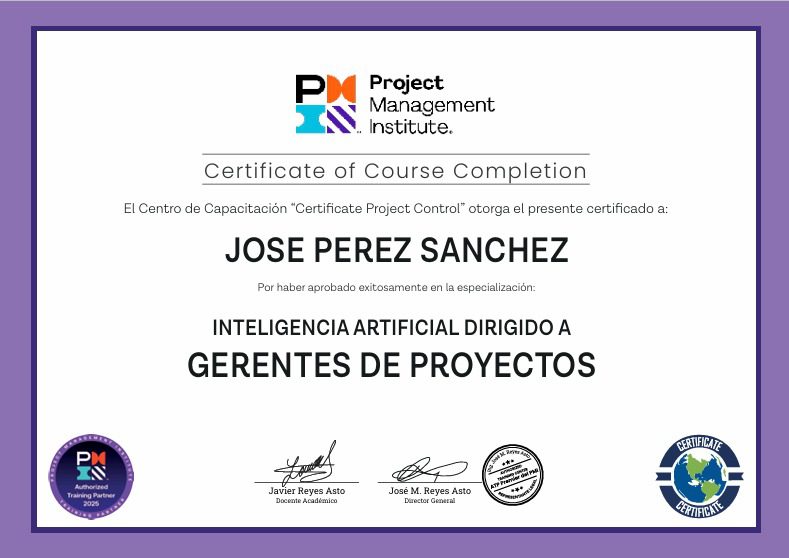 Certificate Project Control