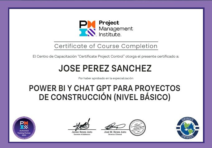 Certificate Project Control