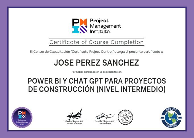 Certificate Project Control
