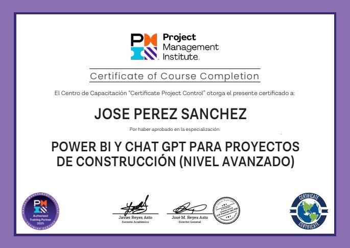 Certificate Project Control