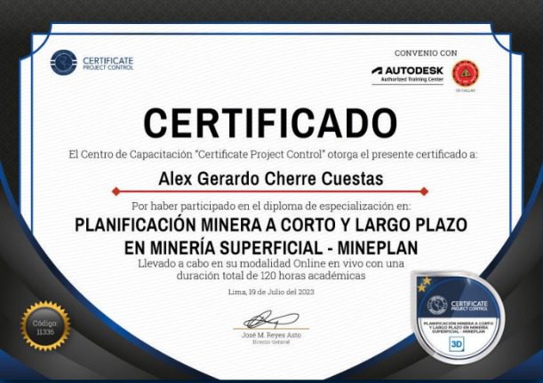 Certificate Project Control